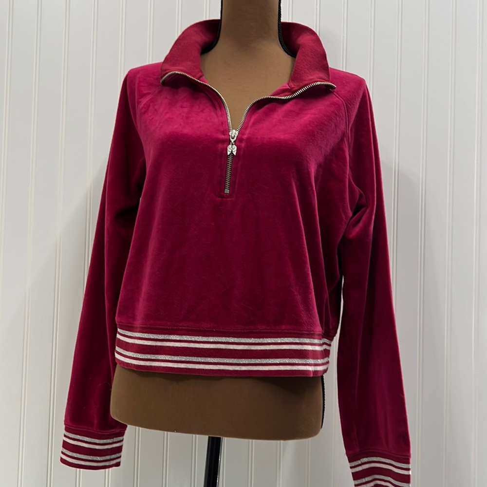 EUC! Velour Magenta and Silver VS Pullover with 1/2 zip! Size large!